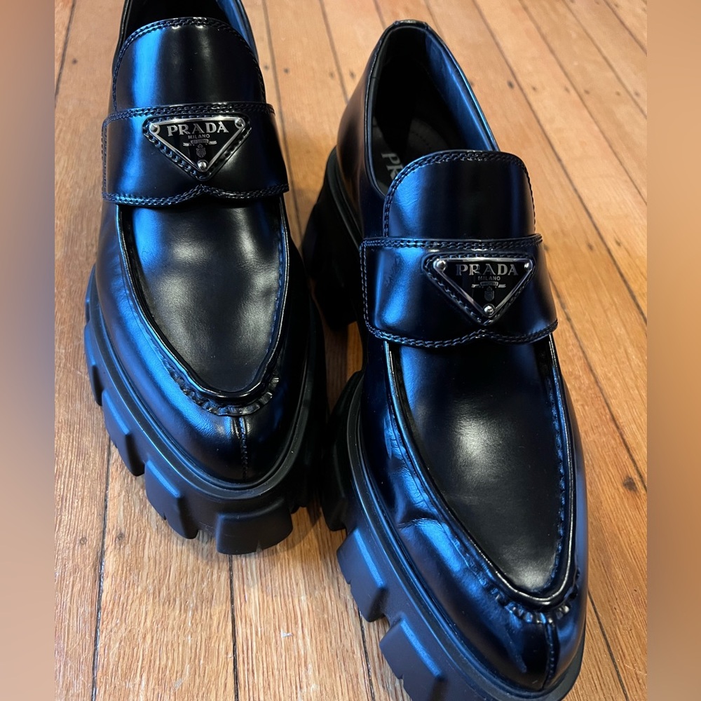 Authentic Prada monolith loafers